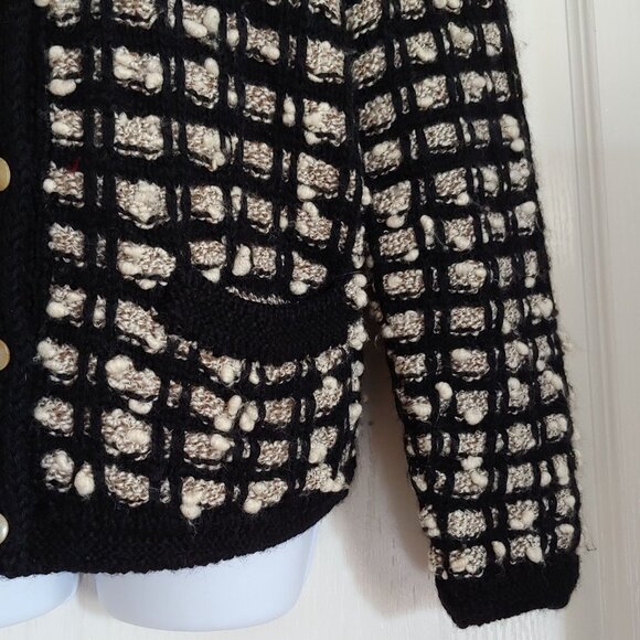 The Peruvian Connection Textured Bubble 3D Knit Wool Button Cardigan Old Money S - Picture 6 of 12